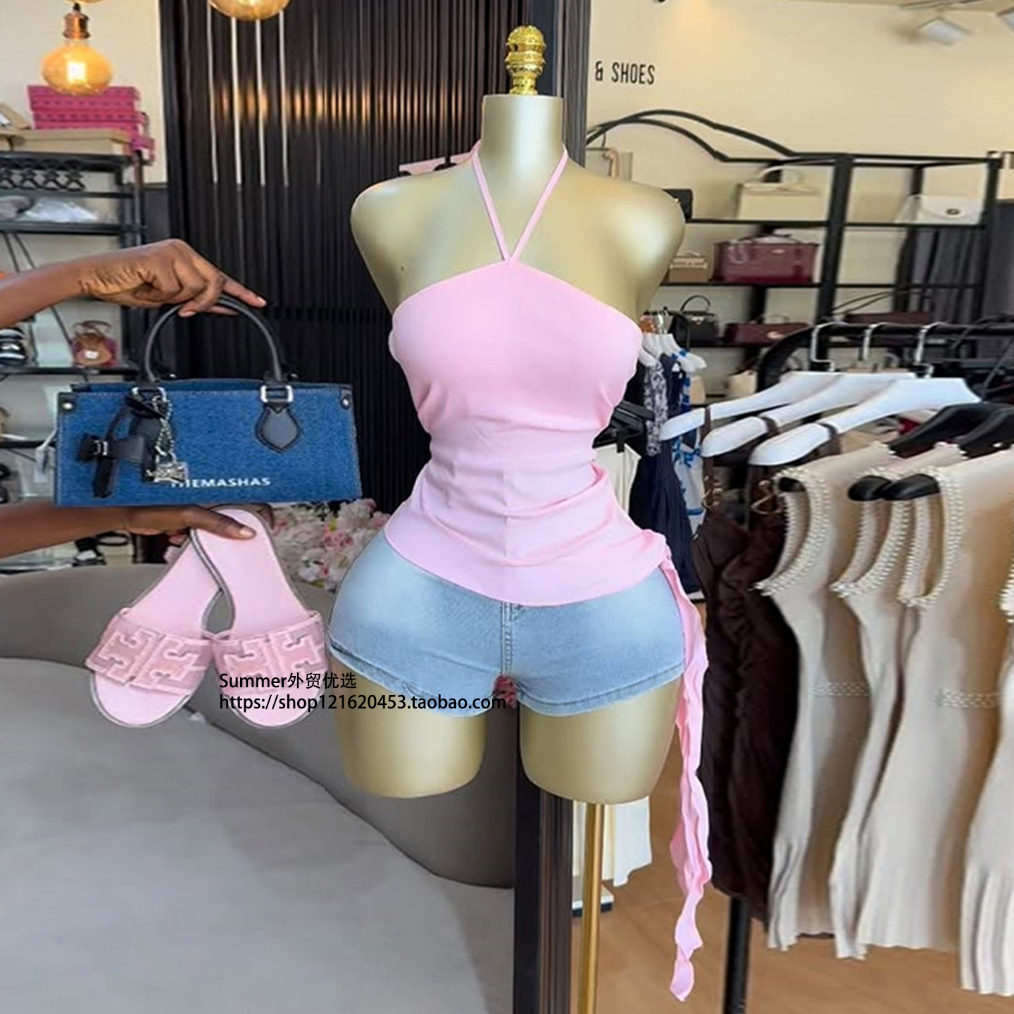 2026清新甜美挂脖抹胸不规则背心