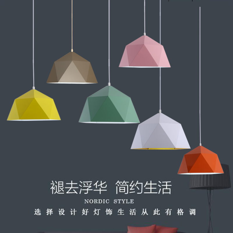 餐厅吊灯单头彩色店铺商用奶茶店办公室工业风格北欧马卡龙吊灯具在类目 家装主材, 灯具灯饰, 吊灯中 - 来自Buy2taobao.com提供专业的淘宝代购服务