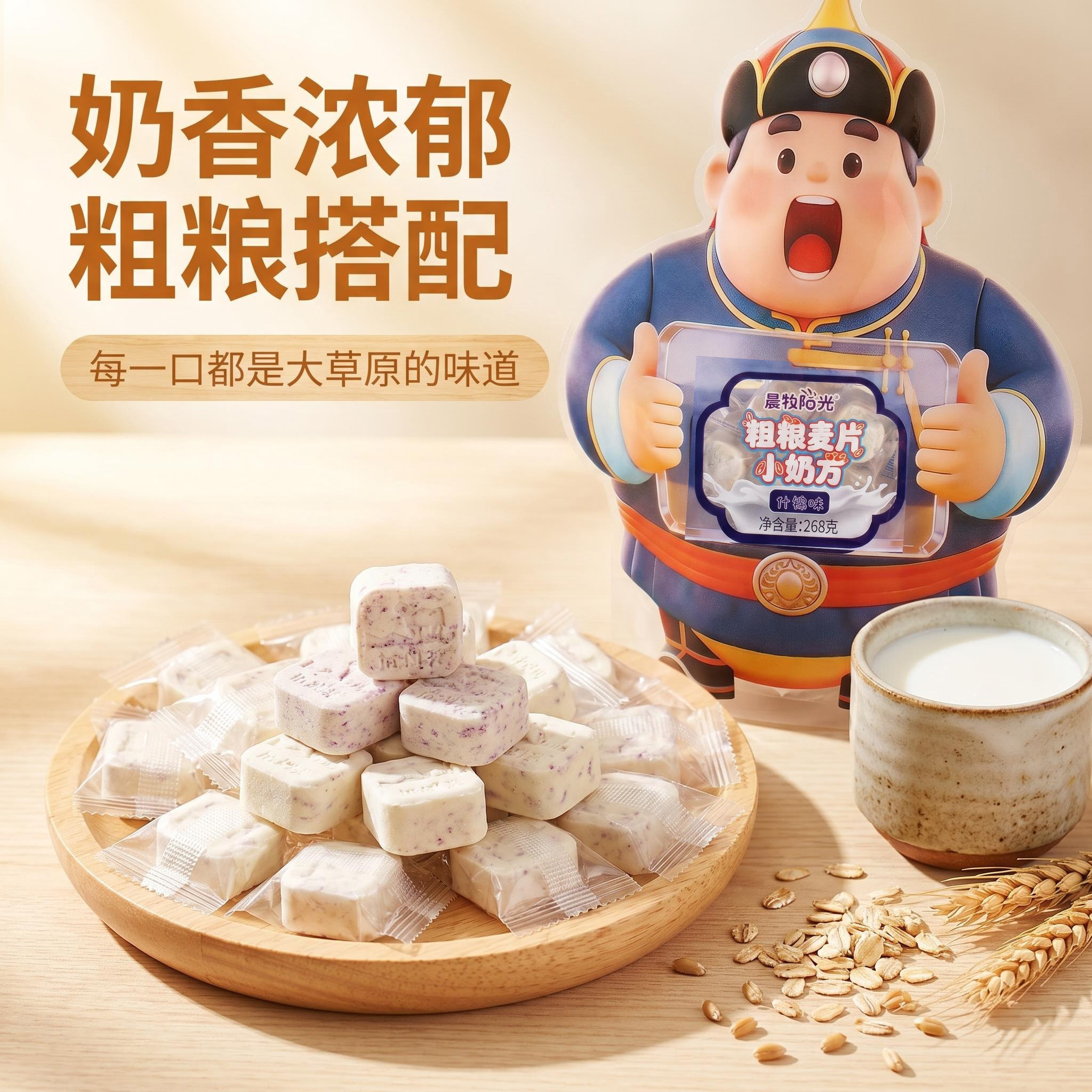 内蒙古特产奶酪奶酥粗粮麦片小奶方奶贝鲜乳纯酪乳清酸奶酪独立装