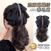 假发马尾女抓夹仿真蓬松短直发高马尾网红自然时尚 多巴胺假发辫子