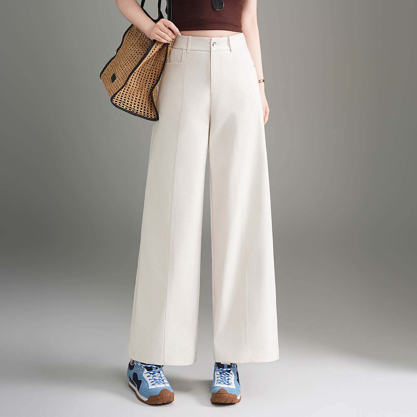 专柜品牌气质高腰阔腿裤女2026年春季新款简约时尚垂感女装流行休