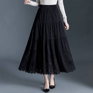 专柜品牌气质蕾丝A字半身裙女春季2026新款松紧腰显瘦大摆蛋糕裙