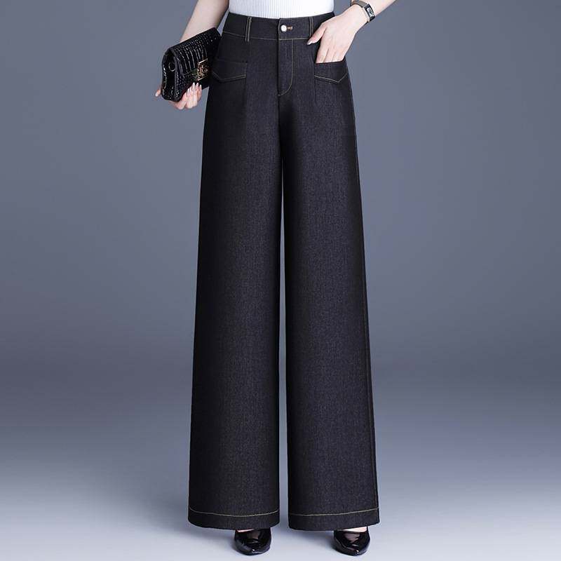 专柜品牌阔腿宽松牛仔裤女2026新款春季黑色裤子女款高腰显瘦长裤