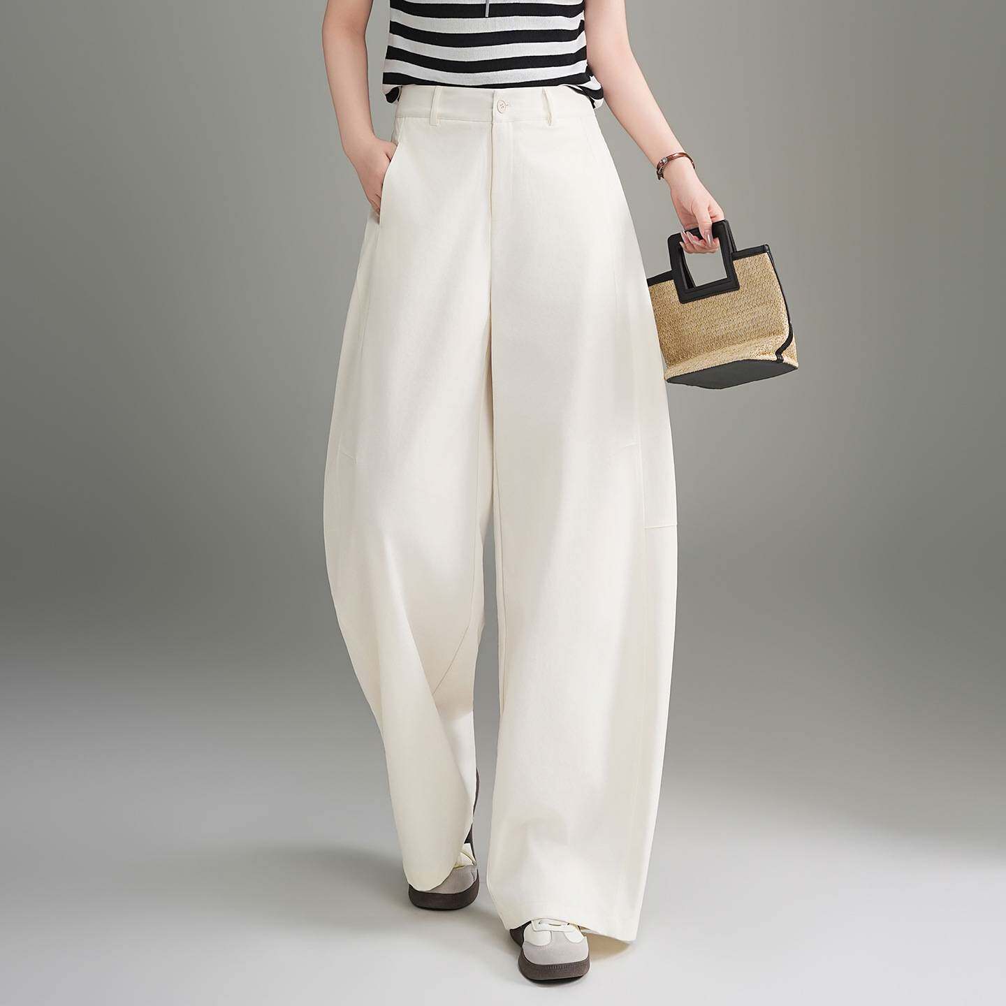 专柜品牌休闲阔版弯刀裤女2026春夏季新款垂感女装裤子显瘦小个子