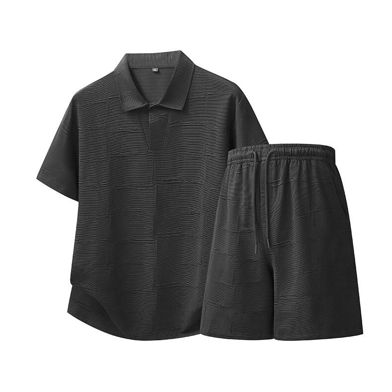 专柜官方轻奢大码男装夏季新款韩版高级感POLO衫套装运动休闲两件