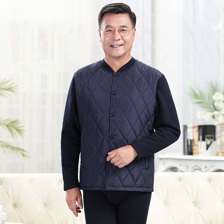 专柜品牌中老年保暖内衣男士加绒加厚套装老人女奶奶套装加肥加大