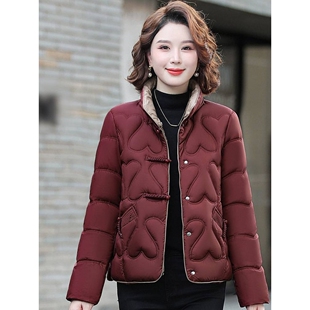 专柜品牌妈妈冬装短款羽绒棉服洋气中老年人女秋冬贵夫人加绒外套