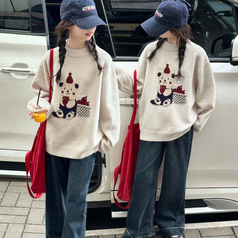 专柜品牌儿童圆领针织外套秋冬毛衣2026韩版女童洋气针织衫中大童