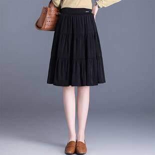 专柜品牌2026年春夏新款小黑裙气质小个子A字裙短款百褶半身裙