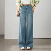 女窄版 舒适牛仔直筒裤 高腰显瘦宽松遮肉通勤 新款 专柜品牌2026春季