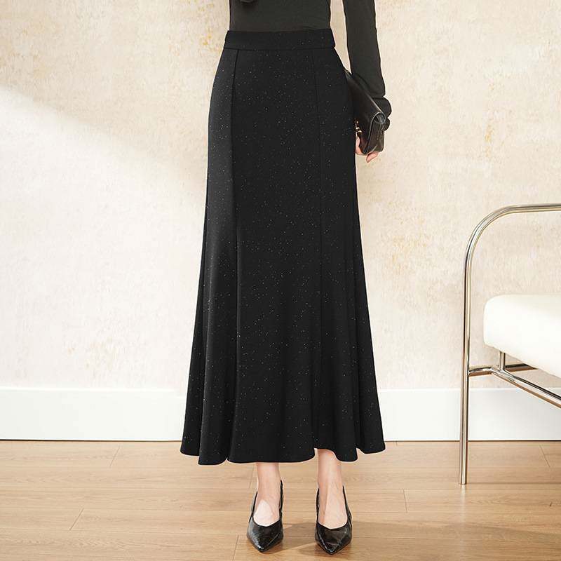 专柜品牌亮片鱼尾长裙2026年春秋季新款高腰包臀裙气质优雅女装半