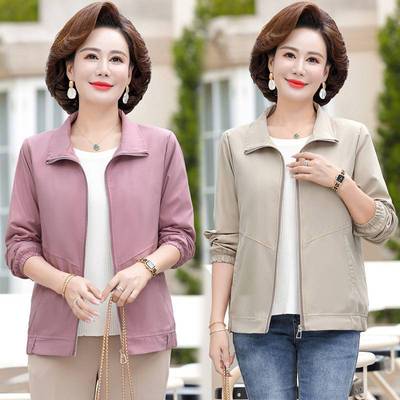 专柜品牌小个子妈妈春秋外套2025新款中老年女装秋装短款洋气上衣