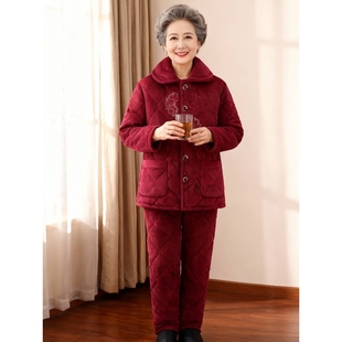 专柜品牌睡衣女士冬季珊瑚绒三层加厚加绒保暖夹棉法兰绒春秋冬天