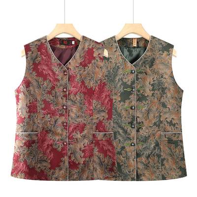 专柜品牌新款奶奶秋装马甲薄款中老年女妈妈马夹外穿春秋老人坎肩