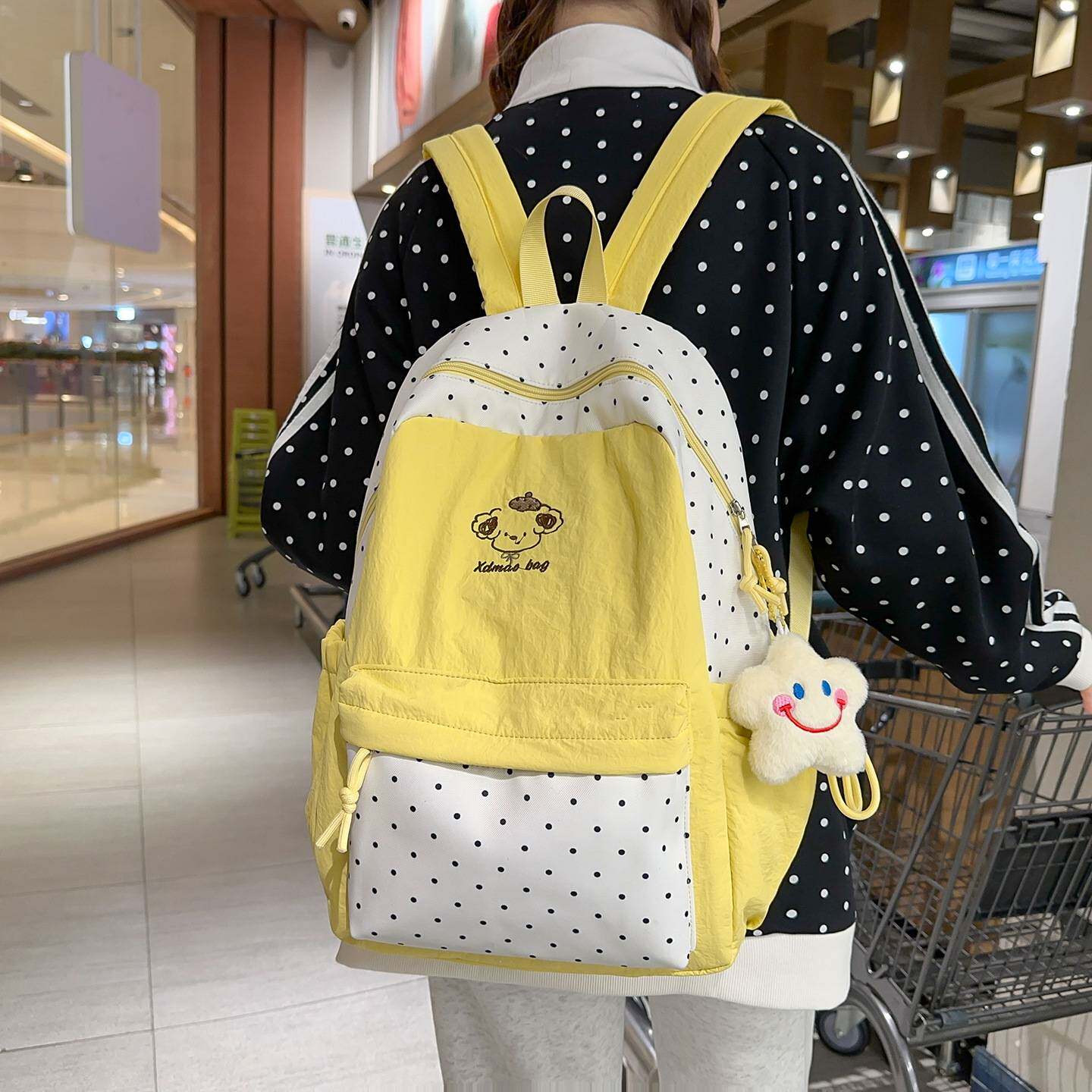 专柜官方韩系小清新ins风可爱波点少女书包初中生小学生轻便校园