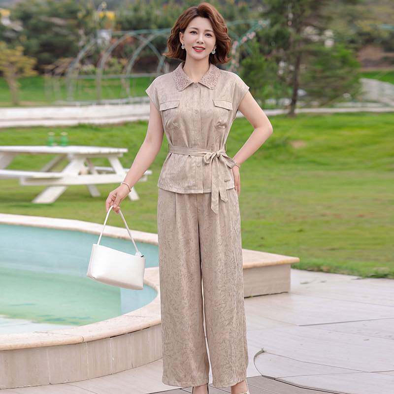 专柜官方中年妈妈夏装套装洋气高贵短袖小衫2026新款中老年女夏季