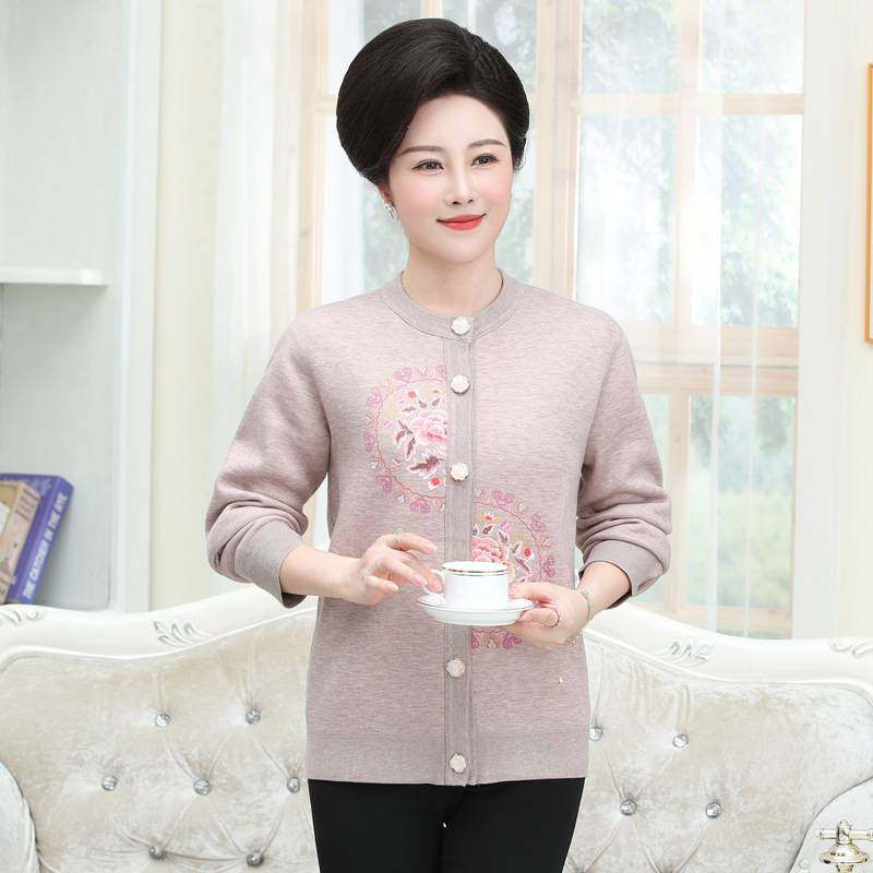 专柜品牌中老年保暖开衫女士上衣2025秋冬新款妈妈装外套加绒加厚