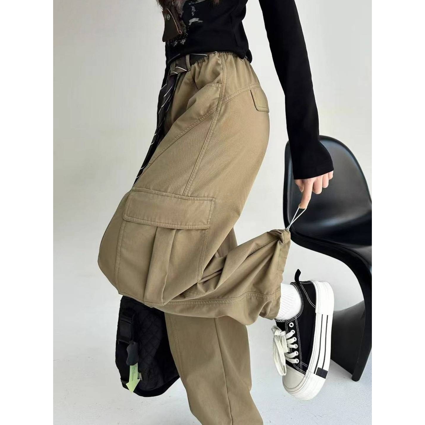 专柜品牌女童工装裤秋装洋气时髦儿童裤子春秋季长裤炸街秋款女大