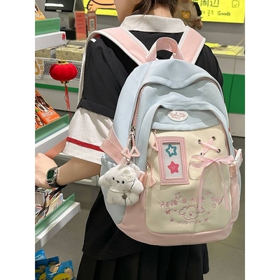 专柜品牌日系ins新款高颜值清新甜美背包撞色拼接轻便旅行大容量