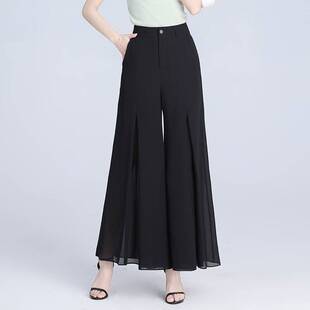 女高腰垂感雪纺裙裤 休闲大脚裤 夏季 百搭甩裤 宽腿裤 专柜品牌阔腿裤