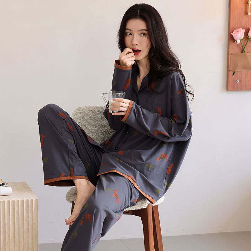 专柜品牌睡衣女春秋款纯棉长袖2026新款休闲高级感秋冬全棉大码家