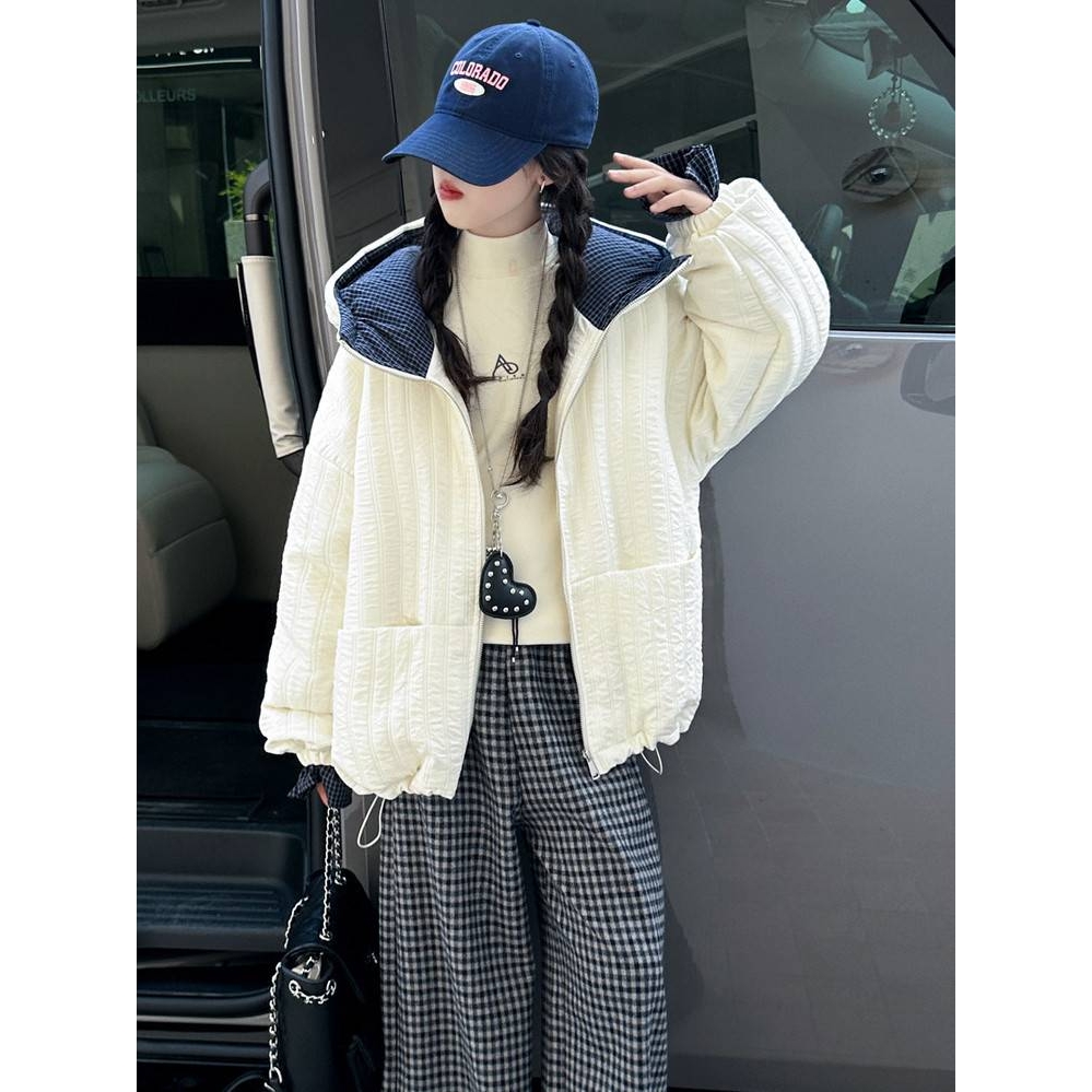 专柜品牌女童夹棉外套秋冬款2025新款女孩中大童加棉加厚棉服儿童