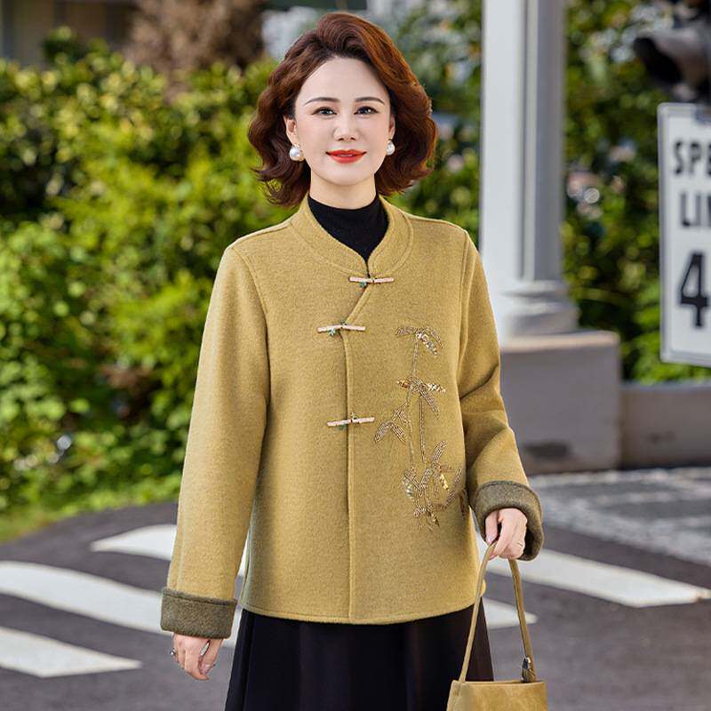 专柜官方2026新中式妈妈秋装外套阔太太高贵大衣中老年女装春秋双
