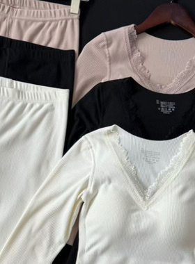 【老客入 ZHENG】3-5天发山茶花绵羊毛桑蚕丝保暖内衣套装SZLZ451