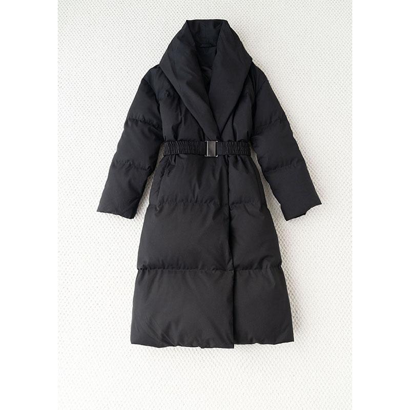 小禾风潮中长款黑色羽绒服
