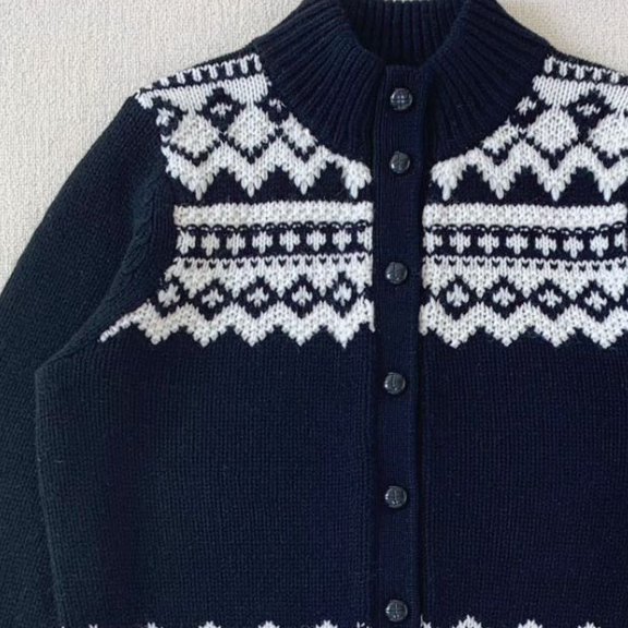 【老客入！大厂】3-5天发 女费尔岛提花100%羊毛开衫外套 DLMZ097