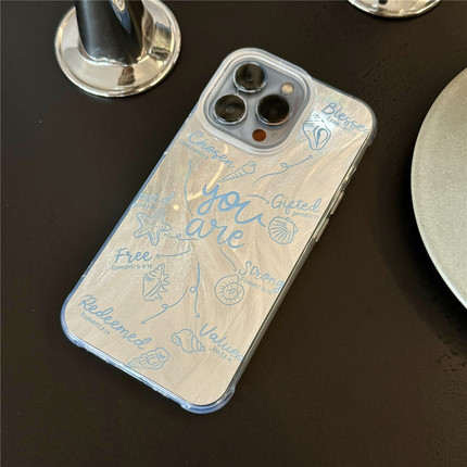 趣壳冲量款适用苹果/华为Mate80/荣耀600/vivo/oppo/小米17手机壳羽纱iPhone17/16/15/14/13promax蓝色贝壳