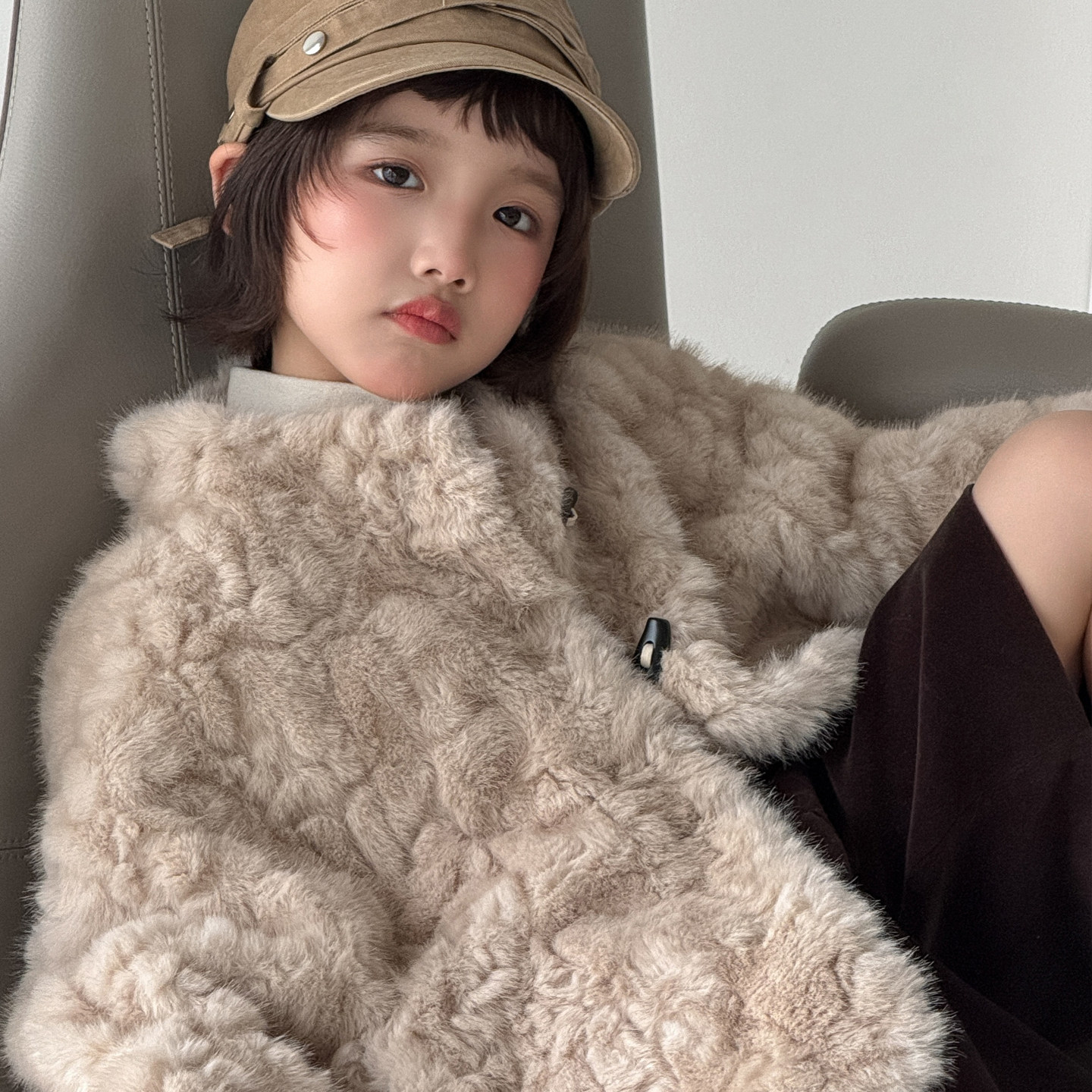 童装儿童仿小湖羊皮毛一体仿皮草外套外套女童保暖毛毛大衣