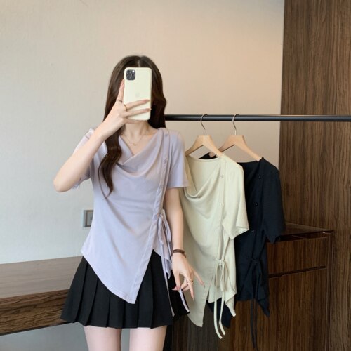 夏季新款设计感显瘦休闲上衣