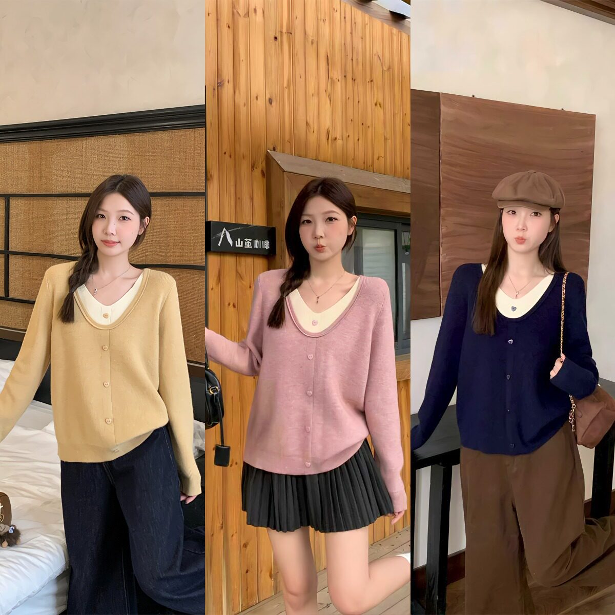 粉色假两件毛衣针织衫女2025新款秋冬大码胖mm宽松内搭打底衫上衣