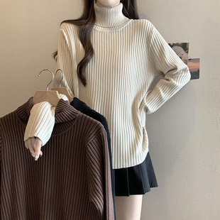 大码女士高领毛衣内搭打底衫女装2025秋冬新款胖mm长袖针织衫上衣