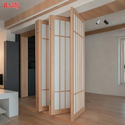 折叠门隔断门窗吊轨门移门实木门平移门原木风三联动无轨推拉门