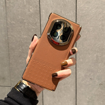 适用华为matex7手机壳折叠屏新款Matex7素皮菱格咖双中轴保护套X7典藏版超薄高级简约皮质手机壳全包镜头防摔