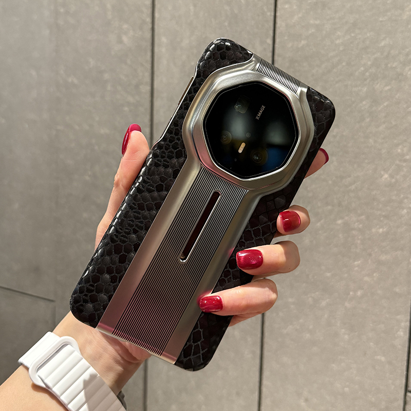 适用华为Mate70rs手机壳新款皮质手机壳华为mate60rs非凡大师保时捷保护套简约高级超薄手感黑色蛇纹