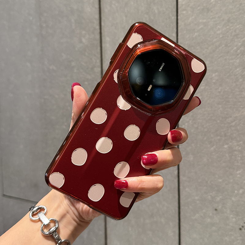 适用于华为Mate70rs非凡大师保时捷手机壳新款mate60rs保护套全包边防摔软边硬壳简约红色波点