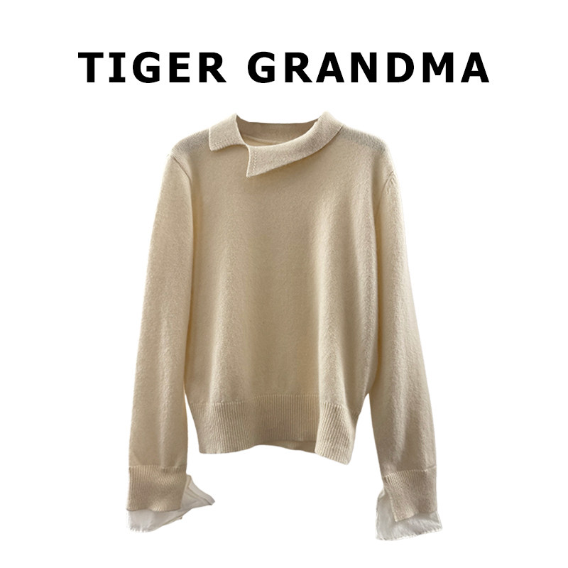 大奇TG 【侧翻领的小心机】复古俏皮-浣熊绒羊毛混纺翻领毛衣