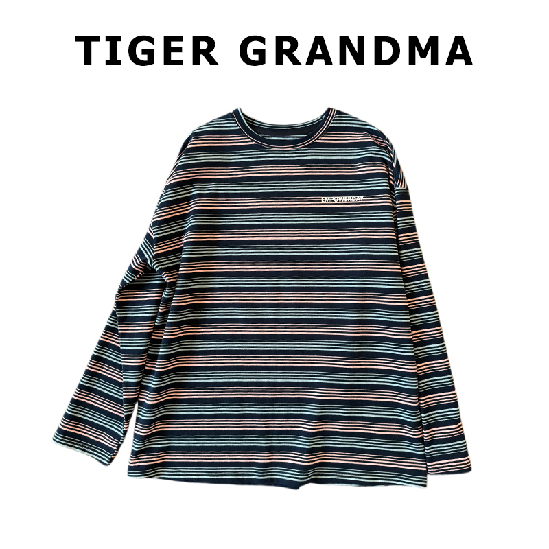 大奇TG【280g重磅条纹】100全棉-立体有型撞色宽松大T恤