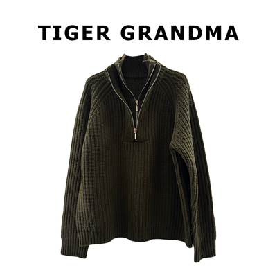 大奇TG 【结构美学】重磅全澳毛-立领双门襟拉链-假两件宽松毛衣