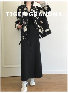 大奇TG醋酸莱赛尔质感休闲黑色半裙秋季新品舒适百搭显瘦高腰抽绳