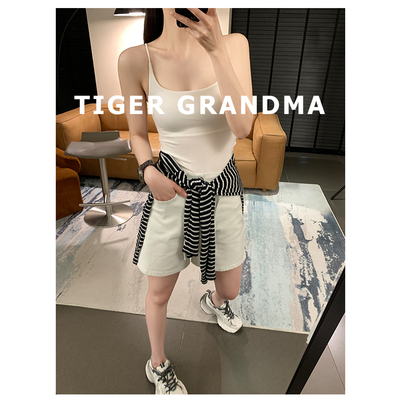 大奇TG U领拼接绳吊带背心（带胸垫）夏季新品外穿舒适显瘦百搭