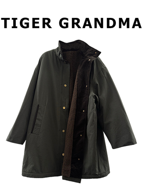 大奇TG【矛盾魅力】巴恩风立领衬绒羊羔绒风衣式中长款夹克外套