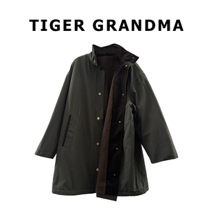 大奇TG【矛盾魅力】巴恩风立领衬绒羊羔绒风衣式中长款夹克外套