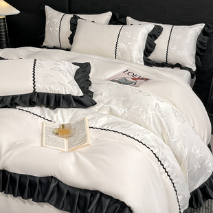 高端床上真丝四件套夏季轻奢冰丝床单床笠被套床笠款高档丝绸床品