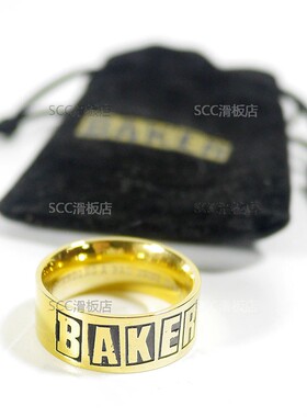 美国Baker滑板首饰合金戒指M码内圈周长62mm金色指环-SCC滑板店