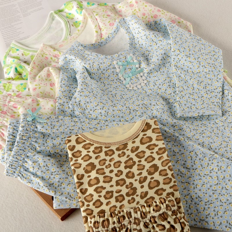 无荧光A类安全无骨小女孩儿童装秋冬纯棉内衣套装宝宝秋衣裤法风