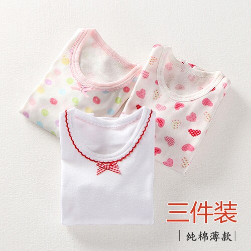3件价薄款春秋女童t恤睡衣纯白